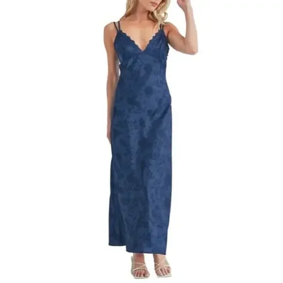 Lush | Dresses | Lush Womens Navy Blue Sleeveless Lace Detail Maxi Slip  Dress Size Large | Poshmark